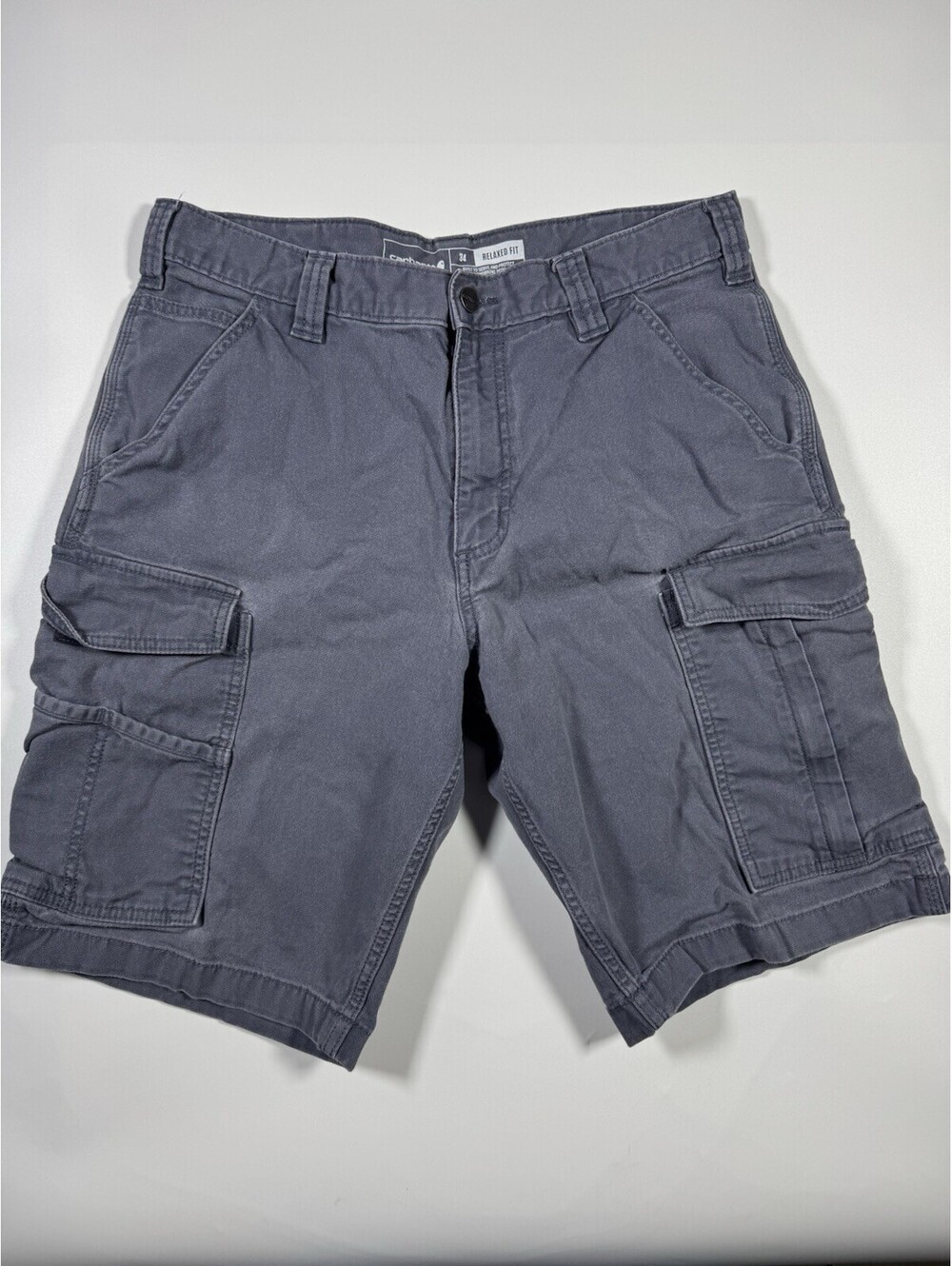 Carhartt Rugged Flex Cargo Work Shorts Mens 34 Relaxed Fit Canvas Blue BS3542